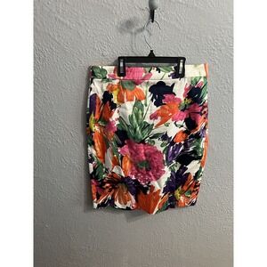 J Crew Women's Pencil Short Skirt Size 2 White Floral